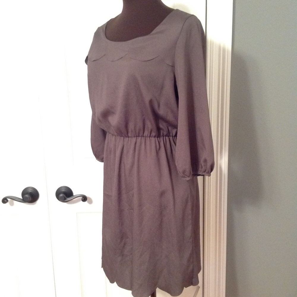 Graphite Gray Dress with scalloped hem